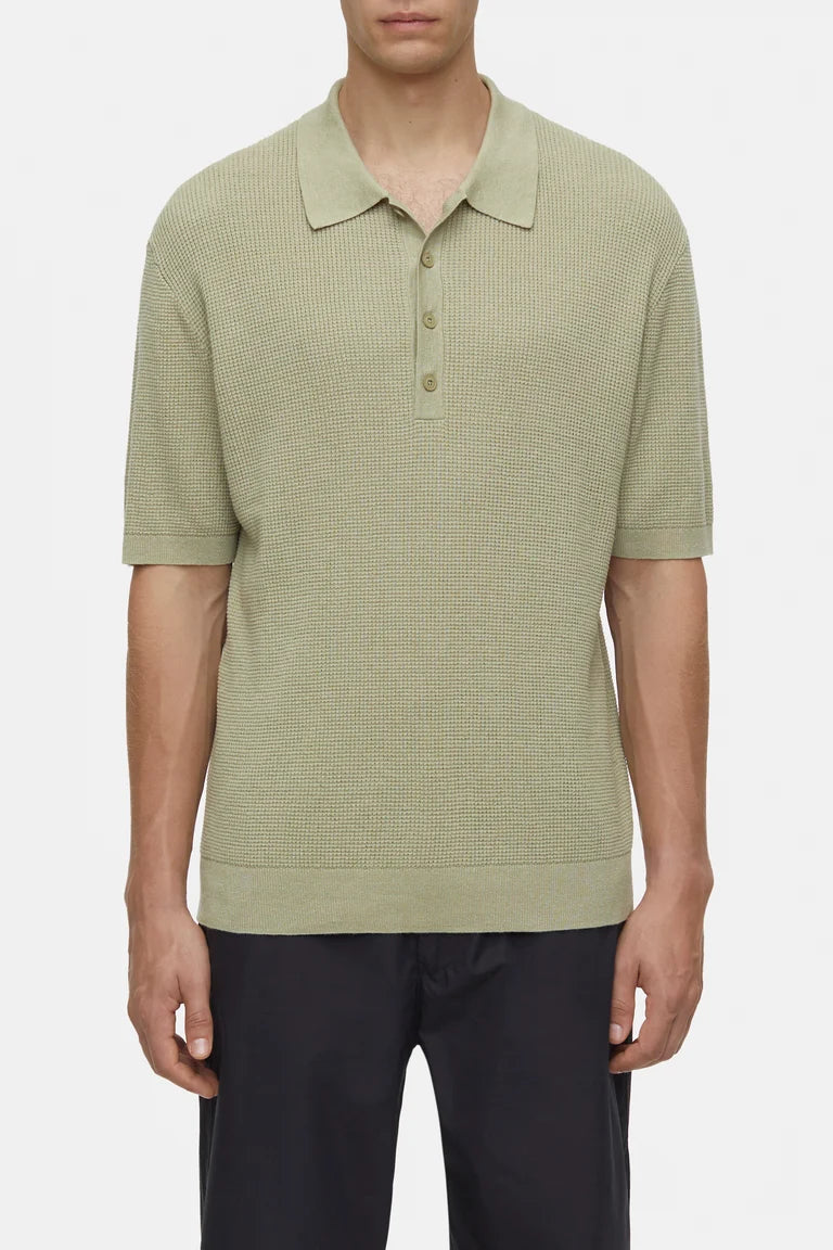 KNITTED POLO SHIRT SAGE TEA