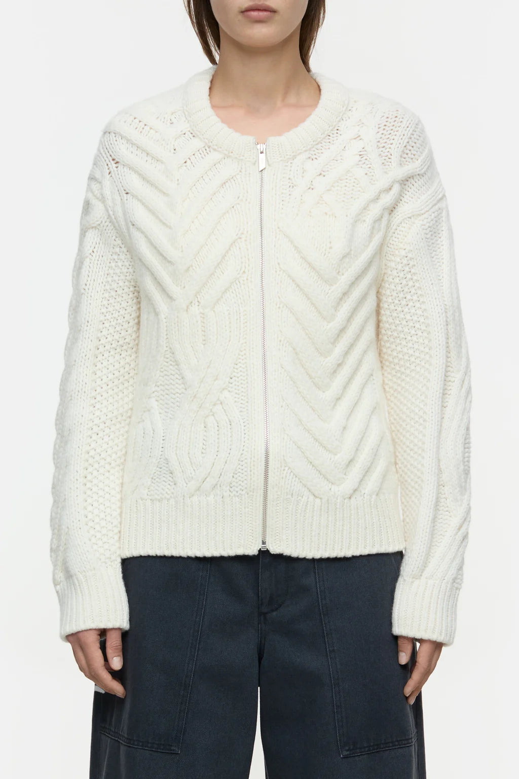 CREW ZIP CARDIGAN IVORY