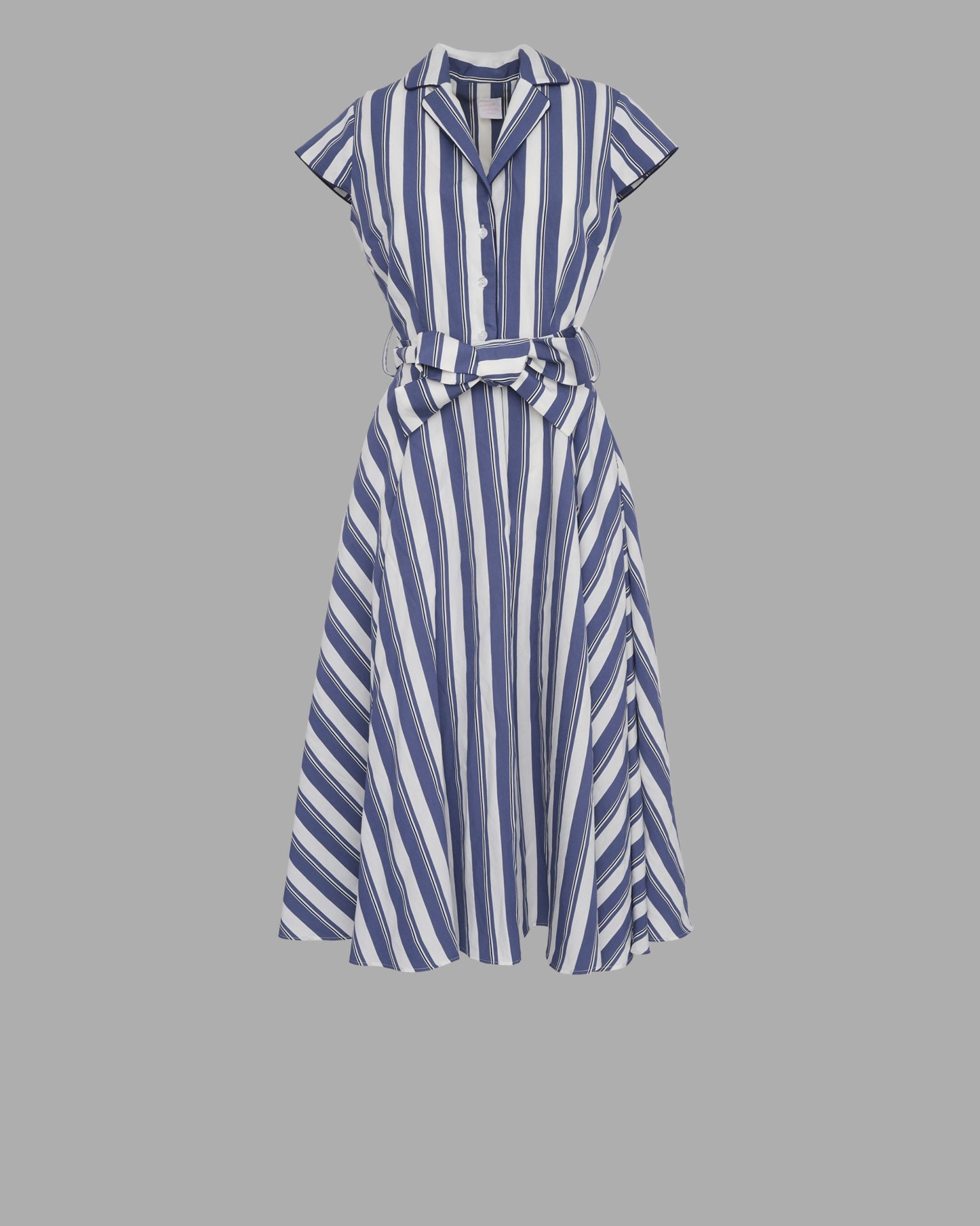 ZOE SHORT SLEEVE MIDI DRESS BLUE STRIPES