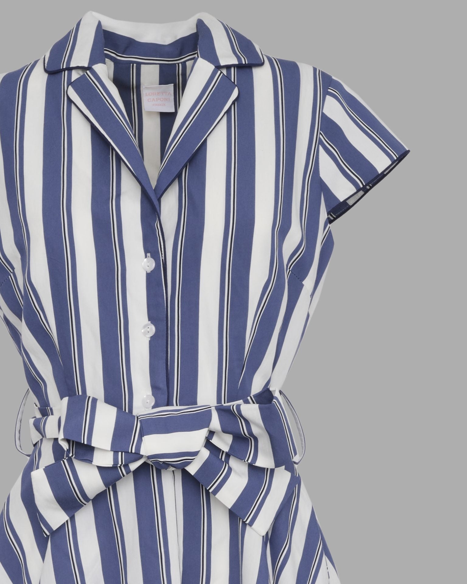 ZOE SHORT SLEEVE MIDI DRESS BLUE STRIPES