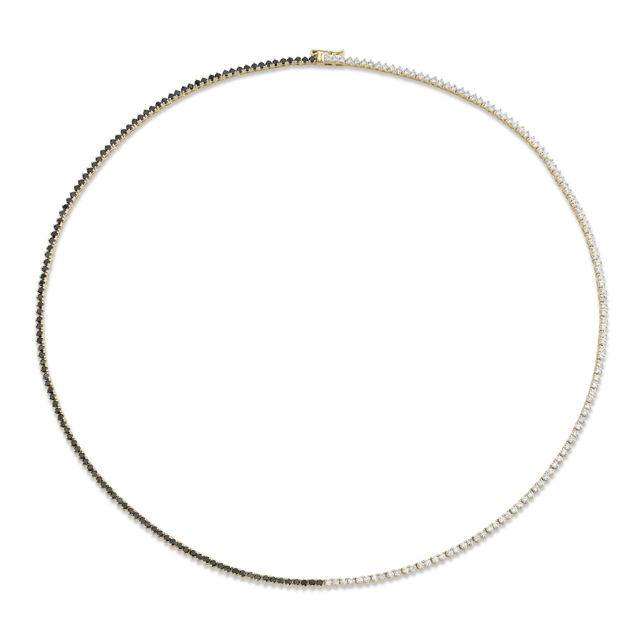 TENNIS NECKLACE WITH HALF BLACK DIAMONDS AND HALF WHITE DIAMONDS