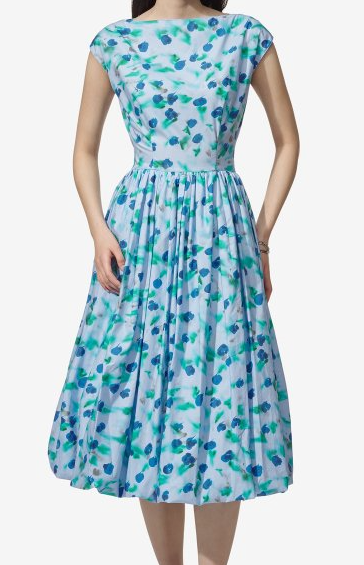 SLEEVELESS MIDI DRESS BLUE REVERIE PRINT