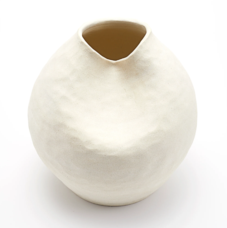 CLAUDETTE VASE HAMMERED RAW BLANC