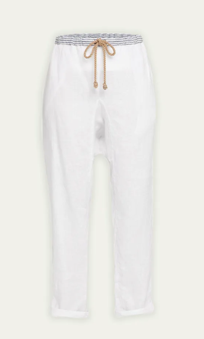 LINEN CARROT TROUSER SALT WHITE