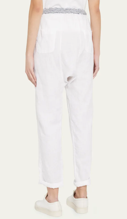 LINEN CARROT TROUSER SALT WHITE