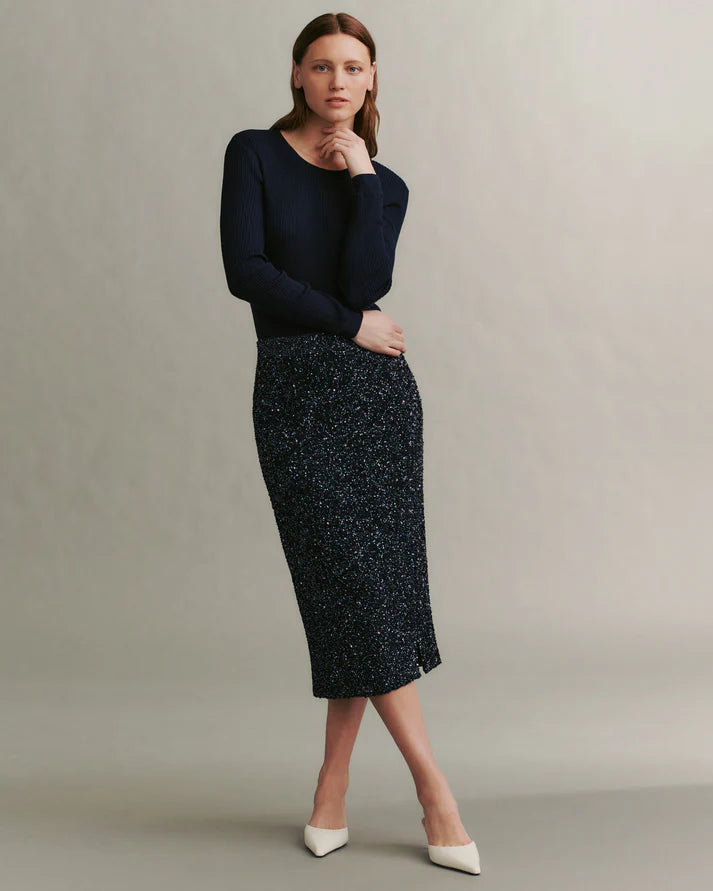 SEQUINED PALTROW SKIRT MIDNIGHT